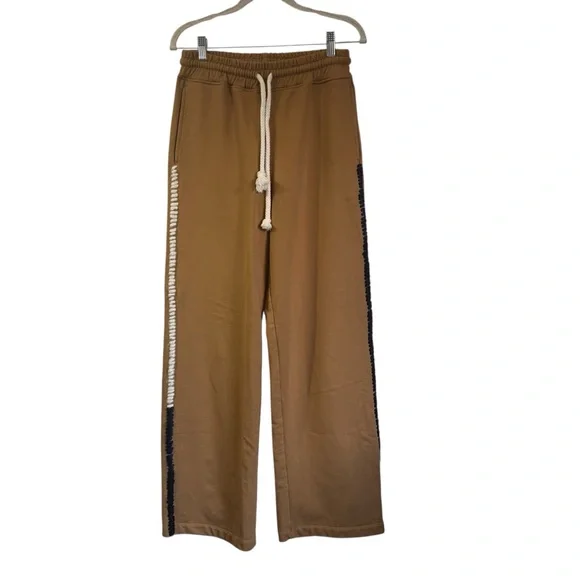 JW Anderson Wide Leg Contrast Stitch Track Pant French Terry in tobacco Sz Small - Picture 2 of 16